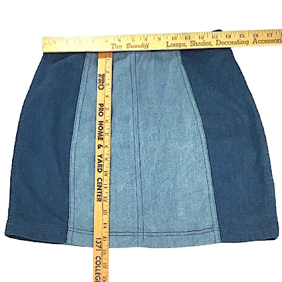 Free People Y2K Modern Femme Color Block Denim Mini Skirt Womens Size 6 LIKE NEW - Picture 8 of 14